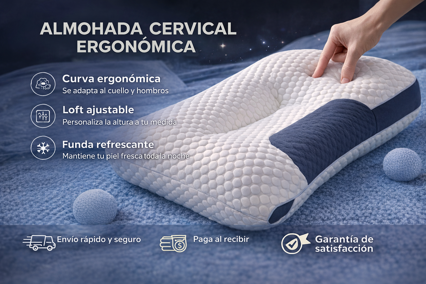 Almohada Cervical Ergonomica Para Aliviar El Dolor - Soporte perfecto para espalda, cuello y hombros