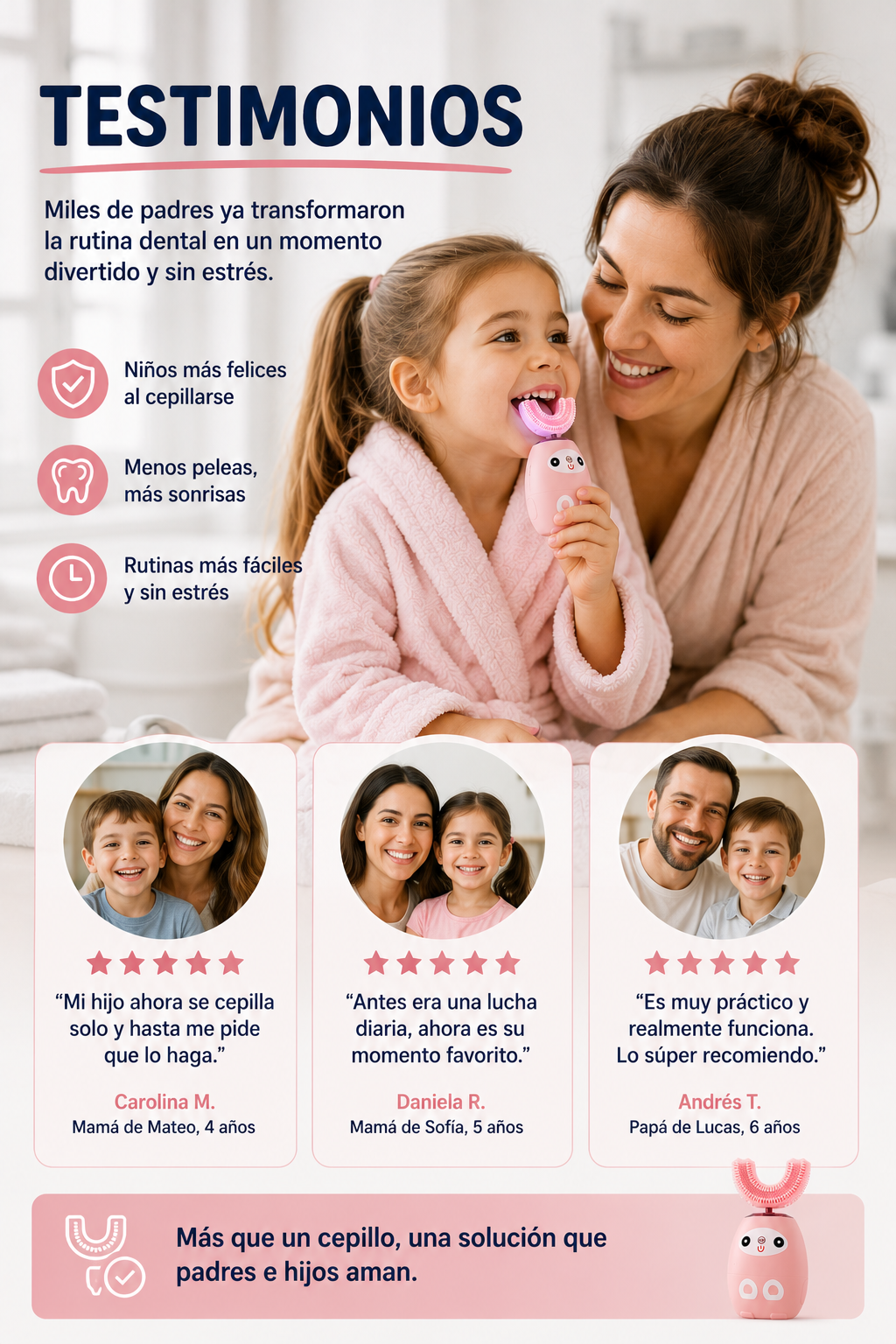 Cepillo de Dientes Eléctrico Infantil en U - Cepillado Fácil y Divertido