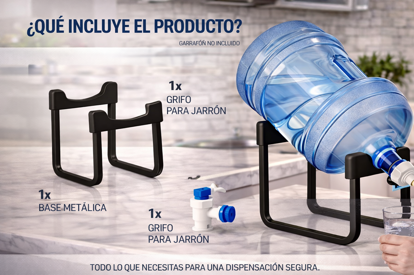 Soporte Rack Para Bidon De Agua Negro - Sirve agua fácil, sin cargar ni derramar