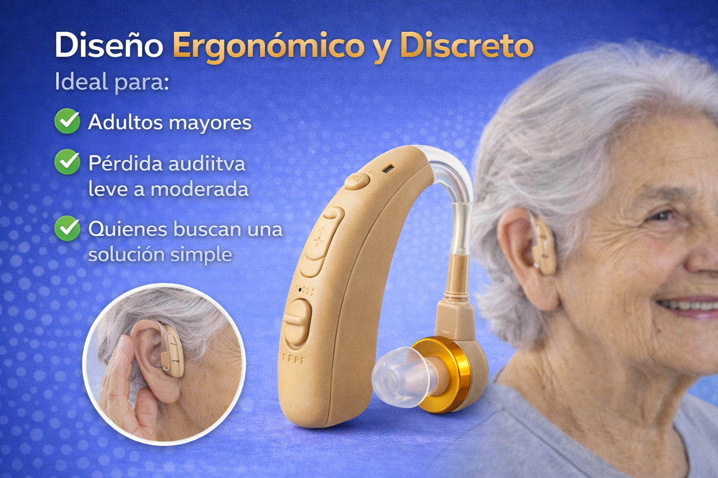 Audífono Amplificador de Sonido Recargable e Inalámbrico Tipo C - Mejora Instantáneamente tu Audición