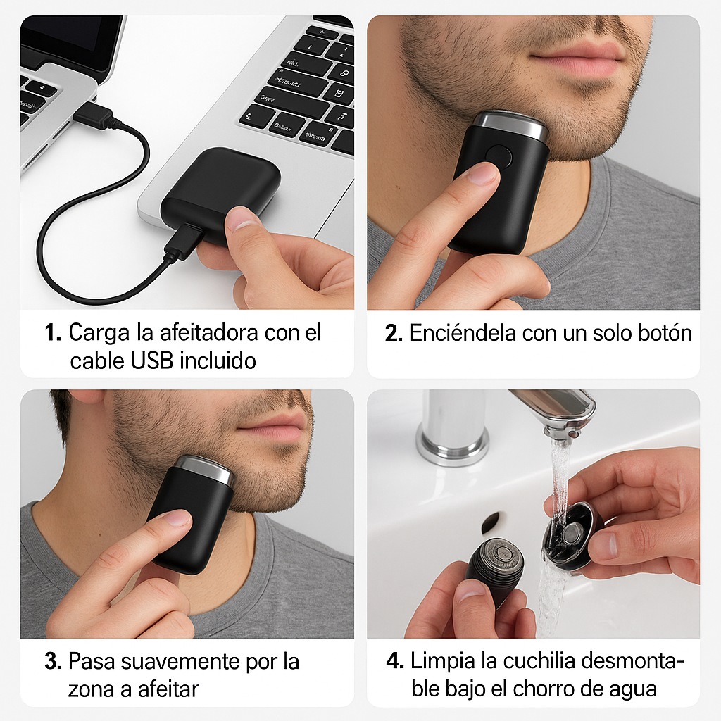 Mini Afeitadora Recargable - Compacta y Eficiente