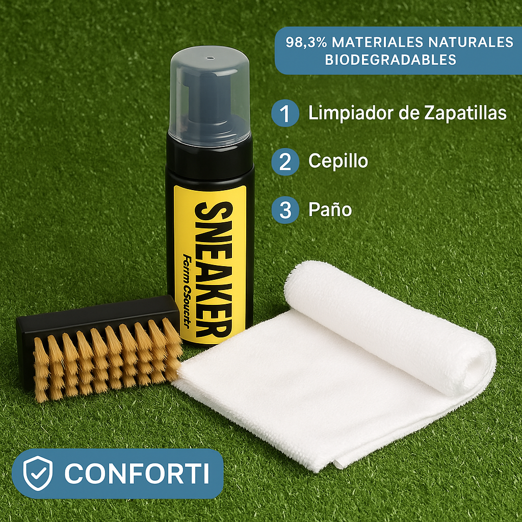 Spray Limpiador de Zapatos y Zapatilla 150 ml + Cepillo de Regalo + Paño de Microfibra de Regalo