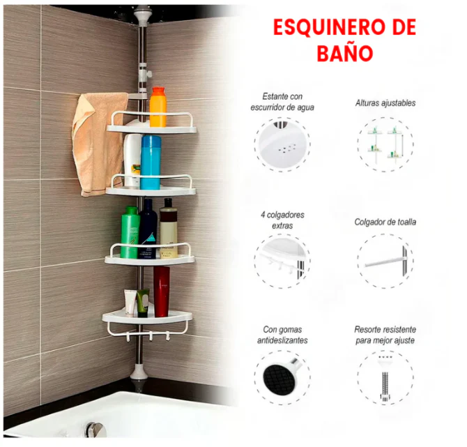 Esquinero de Ducha 4 Niveles - ¡Dile Adiós al Caos!