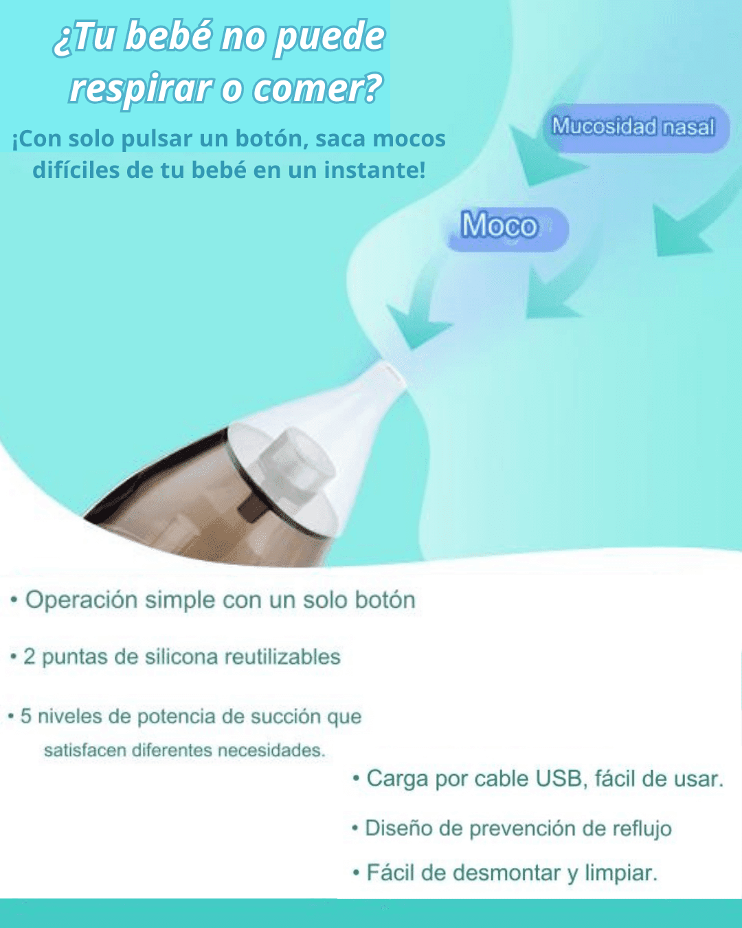 Aspirador Nasal Eléctrico para Bebé - Tu bebe puede estar luchando por respirar