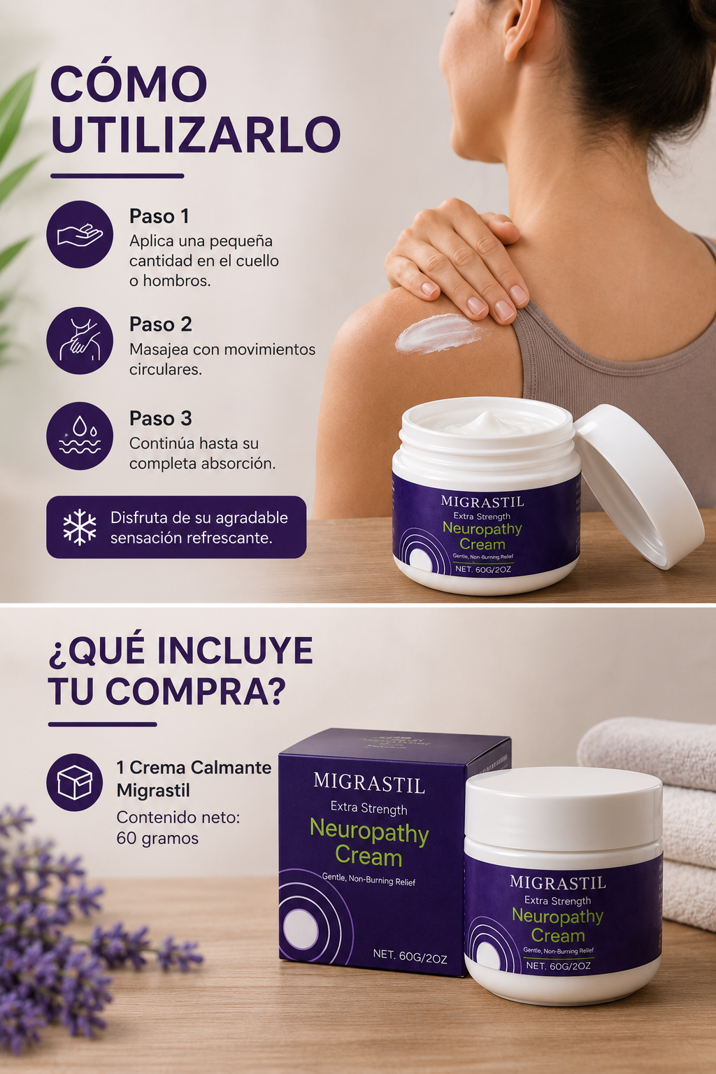 Migrastil Crema Calmante 60g - Haz del masaje relajante parte de tu rutina