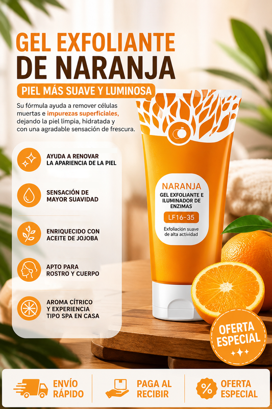 Gel Exfoliante de Naranja - Piel más suave y luminosa solo en minutos, sin salir de casa
