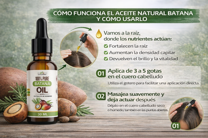 Aceite Batana 100% puro y natural 30ml - Fortalece el cabello desde la raíz