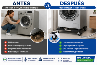 Base Móvil Ajustable para Lavadora y Refrigerador - Mueve electrodomésticos sin esfuerzo