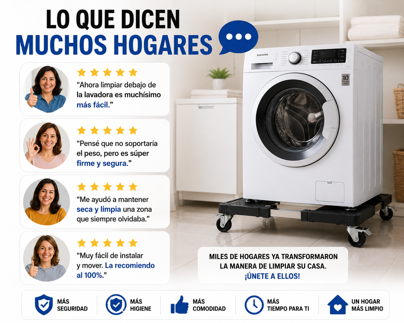 Base Móvil Ajustable para Lavadora y Refrigerador - Mueve electrodomésticos sin esfuerzo