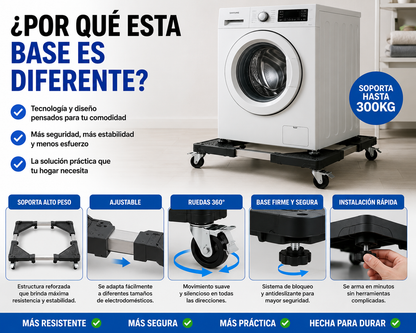Base Móvil Ajustable para Lavadora y Refrigerador - Mueve electrodomésticos sin esfuerzo
