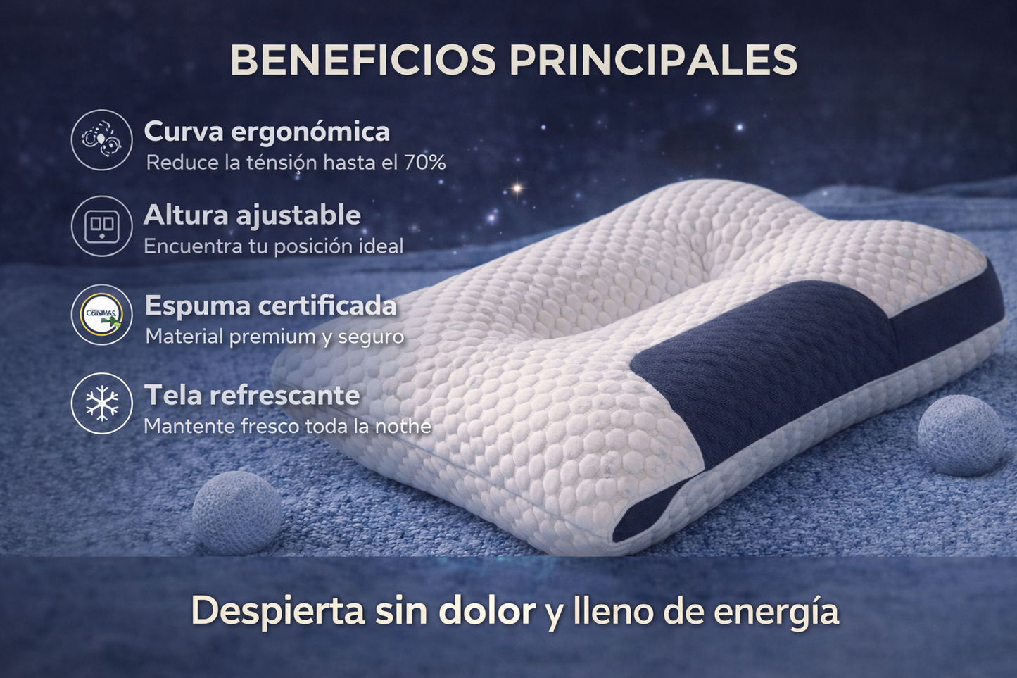 Almohada Cervical Ergonomica Para Aliviar El Dolor - Soporte perfecto para espalda, cuello y hombros