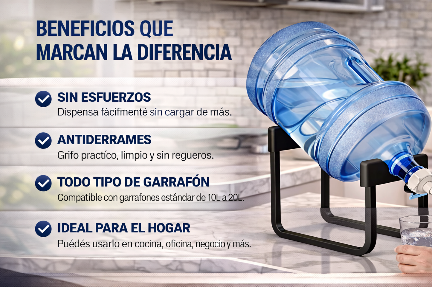 Soporte Rack Para Bidon De Agua Negro - Sirve agua fácil, sin cargar ni derramar