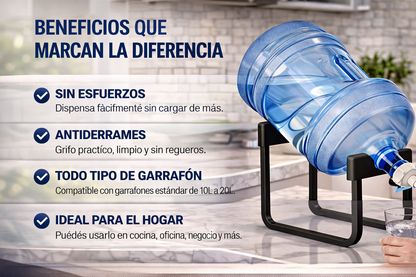 Soporte Rack Para Bidon De Agua Negro - Sirve agua fácil, sin cargar ni derramar