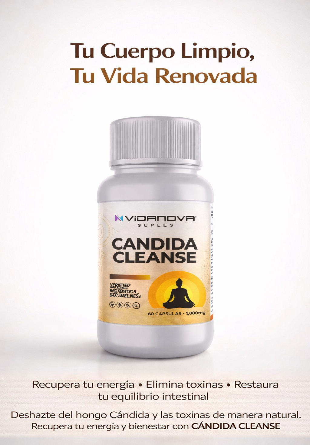 Cándida Cleanse 1000Mg - 60 Cásulas - Tu cuerpo limpio de Cándida