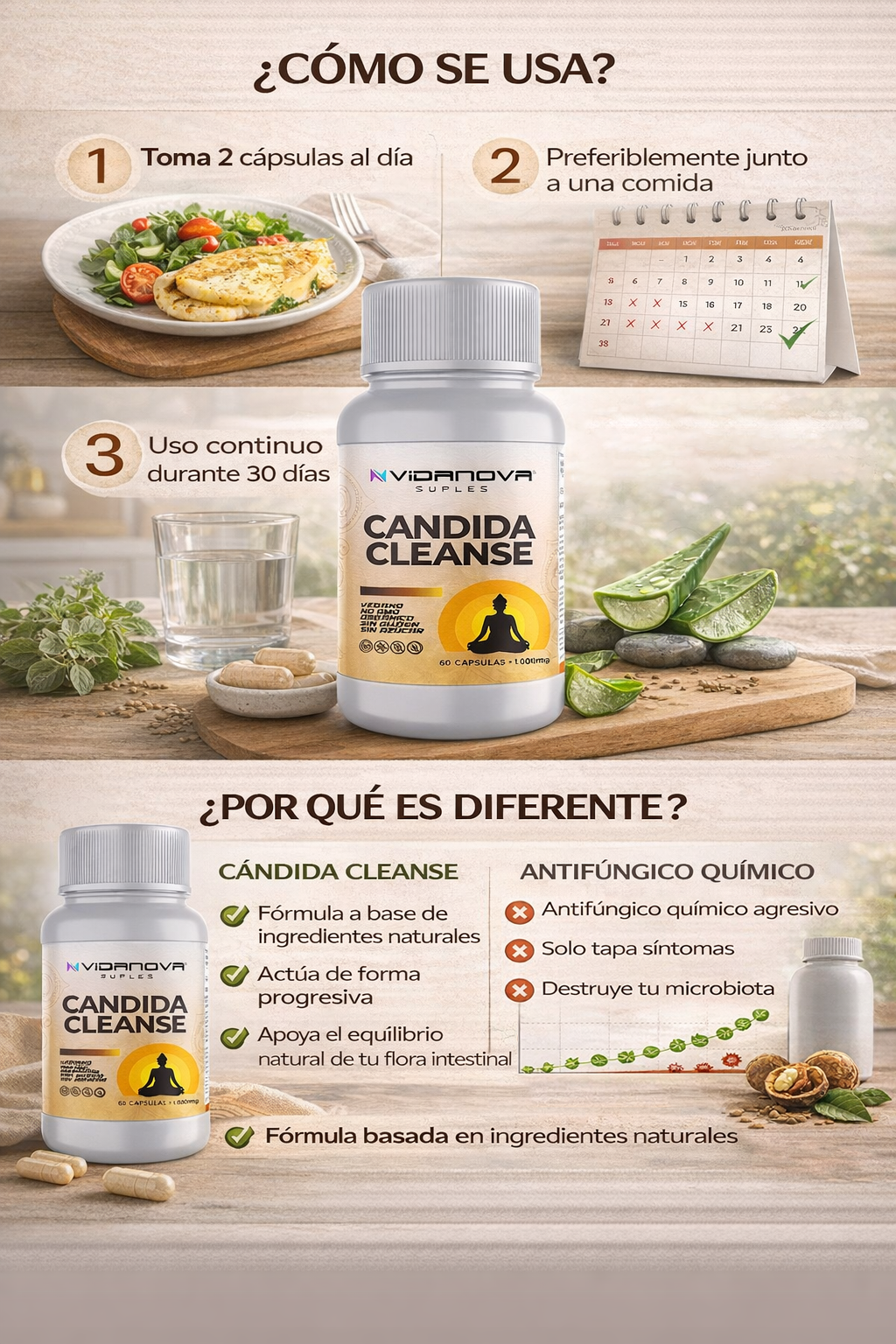 Cándida Cleanse 1000Mg - 60 Cásulas - Tu cuerpo limpio de Cándida