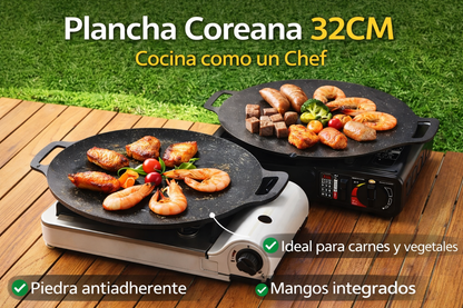 Plancha Coreana FireStone 32 CM – Sellado Perfecto – Antiadherente de Piedra