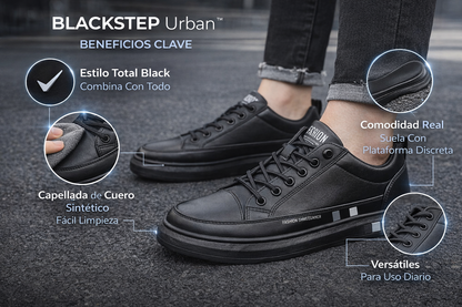Zapatilla Urbana Clásica Total Black con Plataforma Discreta