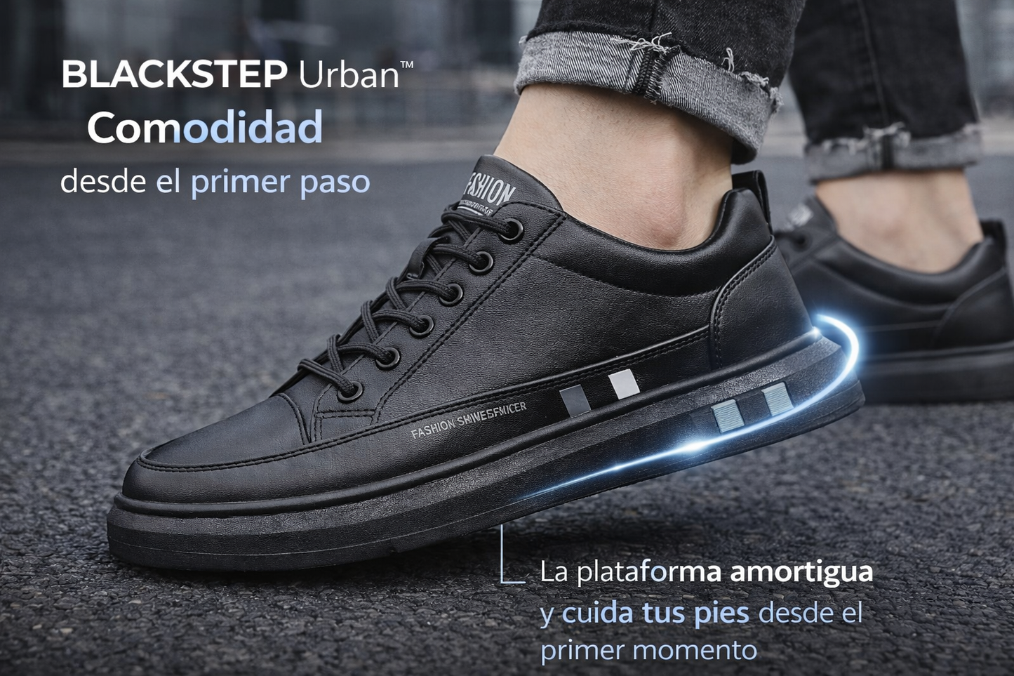 Zapatilla Urbana Clásica Total Black con Plataforma Discreta