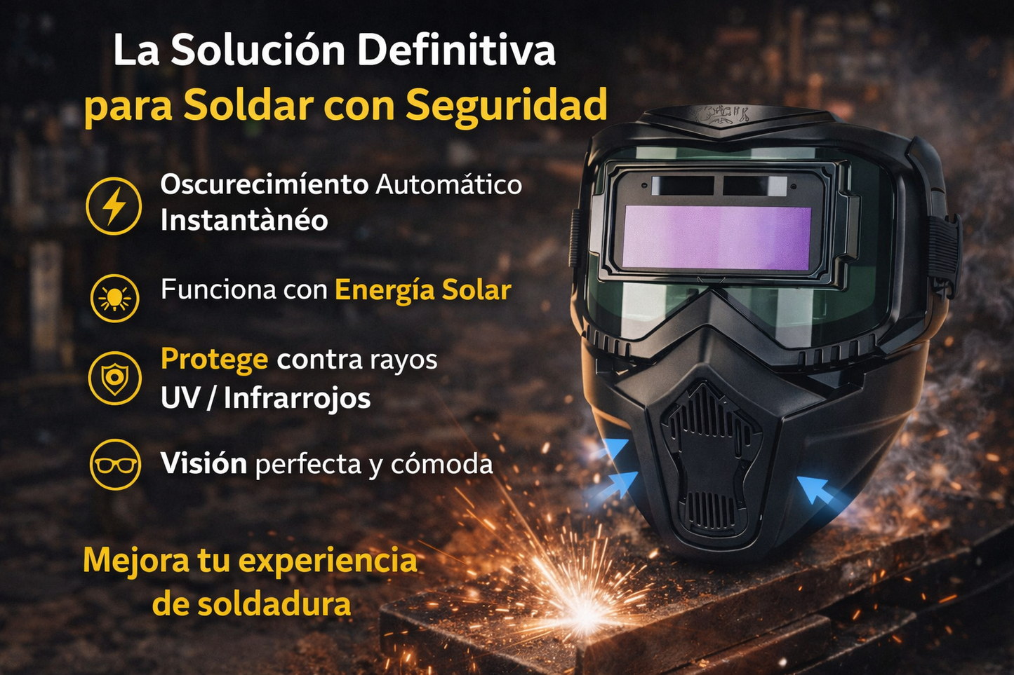 Máscara de Soldar con Oscurecimiento Automático - Solda como un profesional