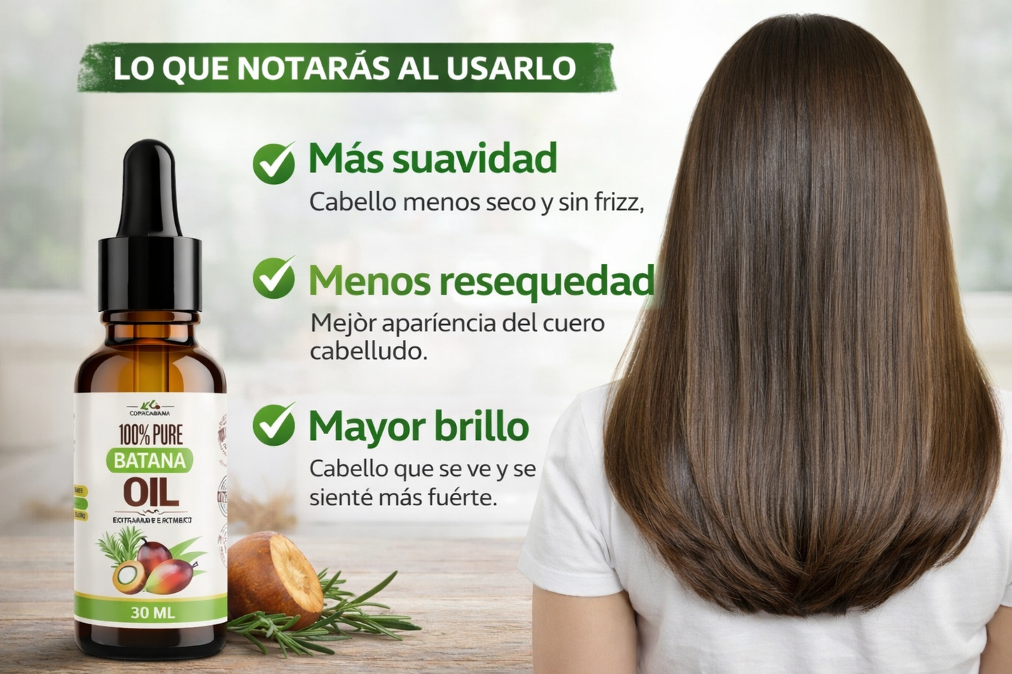 Aceite Batana 100% puro y natural 30ml - Fortalece el cabello desde la raíz