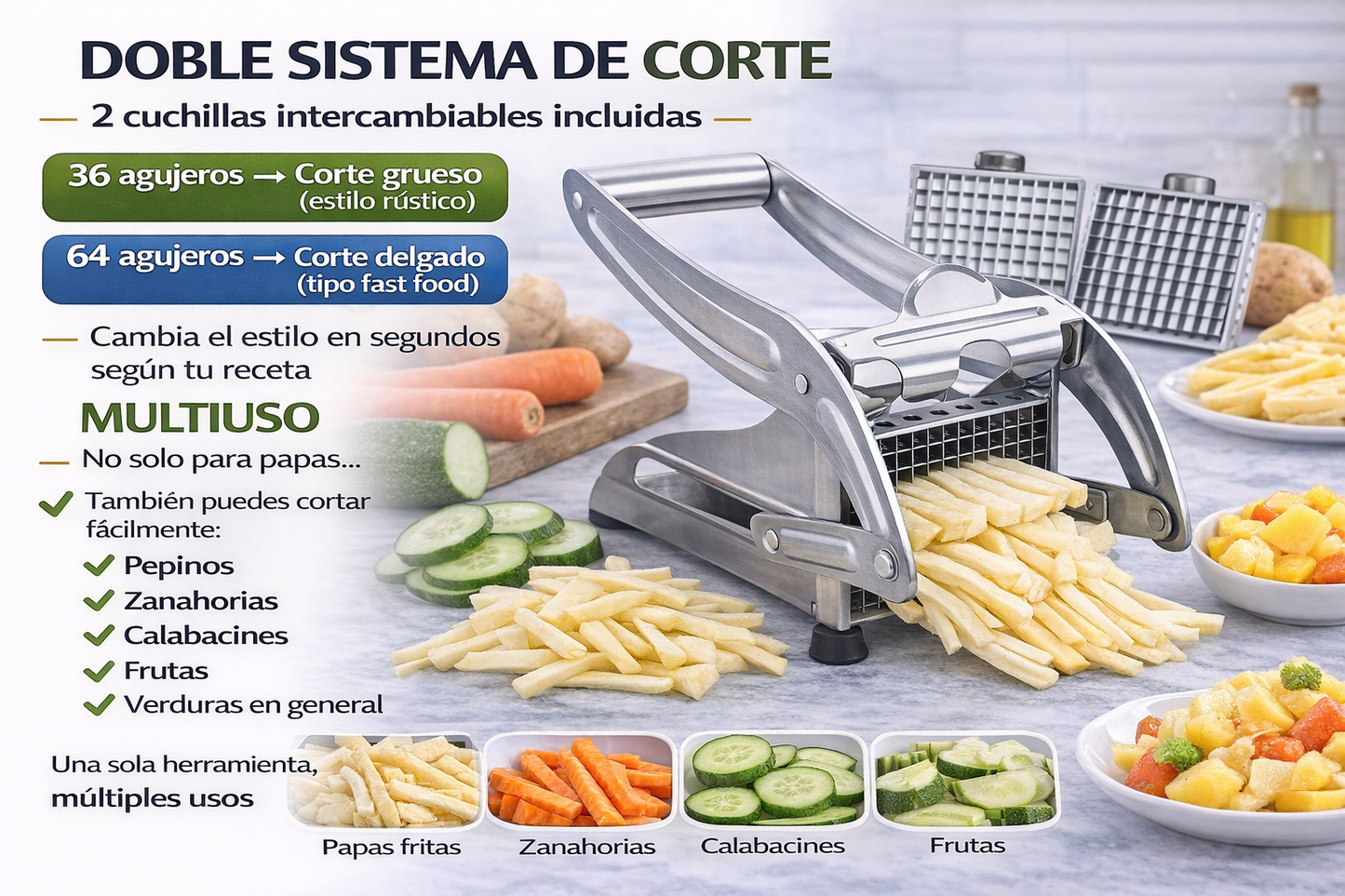 Cortador De Papas Fritas De Acero Inoxidable - La herramienta que transforma tu cocina