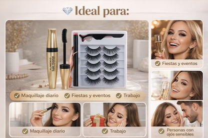 5 Pares de Pestañas Magnéticas Reutilizables + Máscara Flamenco Waterproof Super Volumen GRATIS