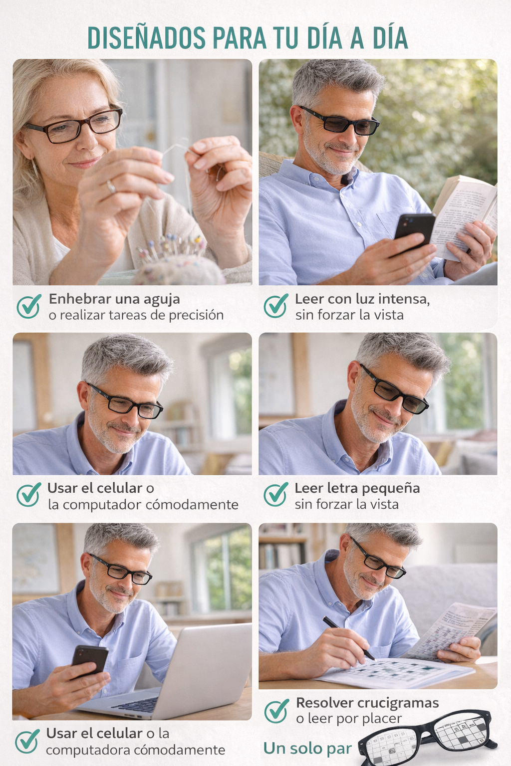 OnePower PowerLens – Claridad Inmediata- Super Pack 3 Lentes: Redondo-Cuadrado y de Sol