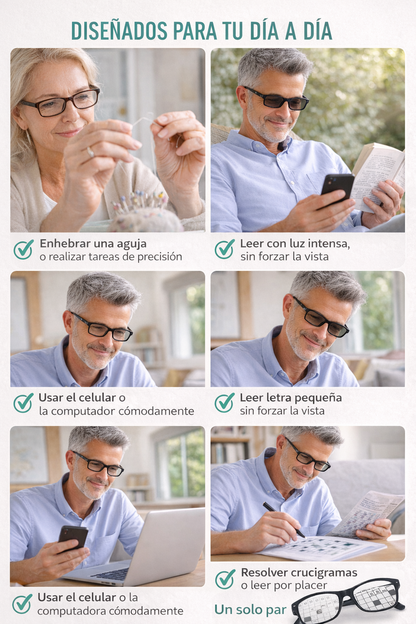 OnePower PowerLens – Claridad Inmediata- Super Pack 3 Lentes: Redondo-Cuadrado y de Sol