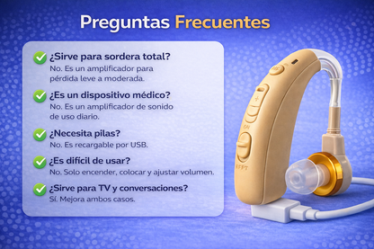 Audífono Amplificador de Sonido Recargable e Inalámbrico Tipo C - Mejora Instantáneamente tu Audición