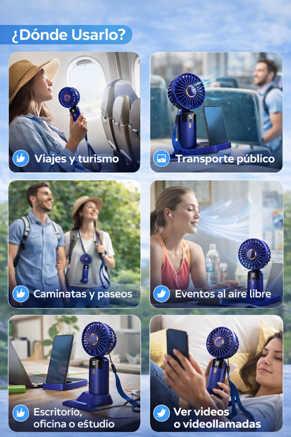 Mini Ventilador Inteligente 5 Velocidades portátil recargable