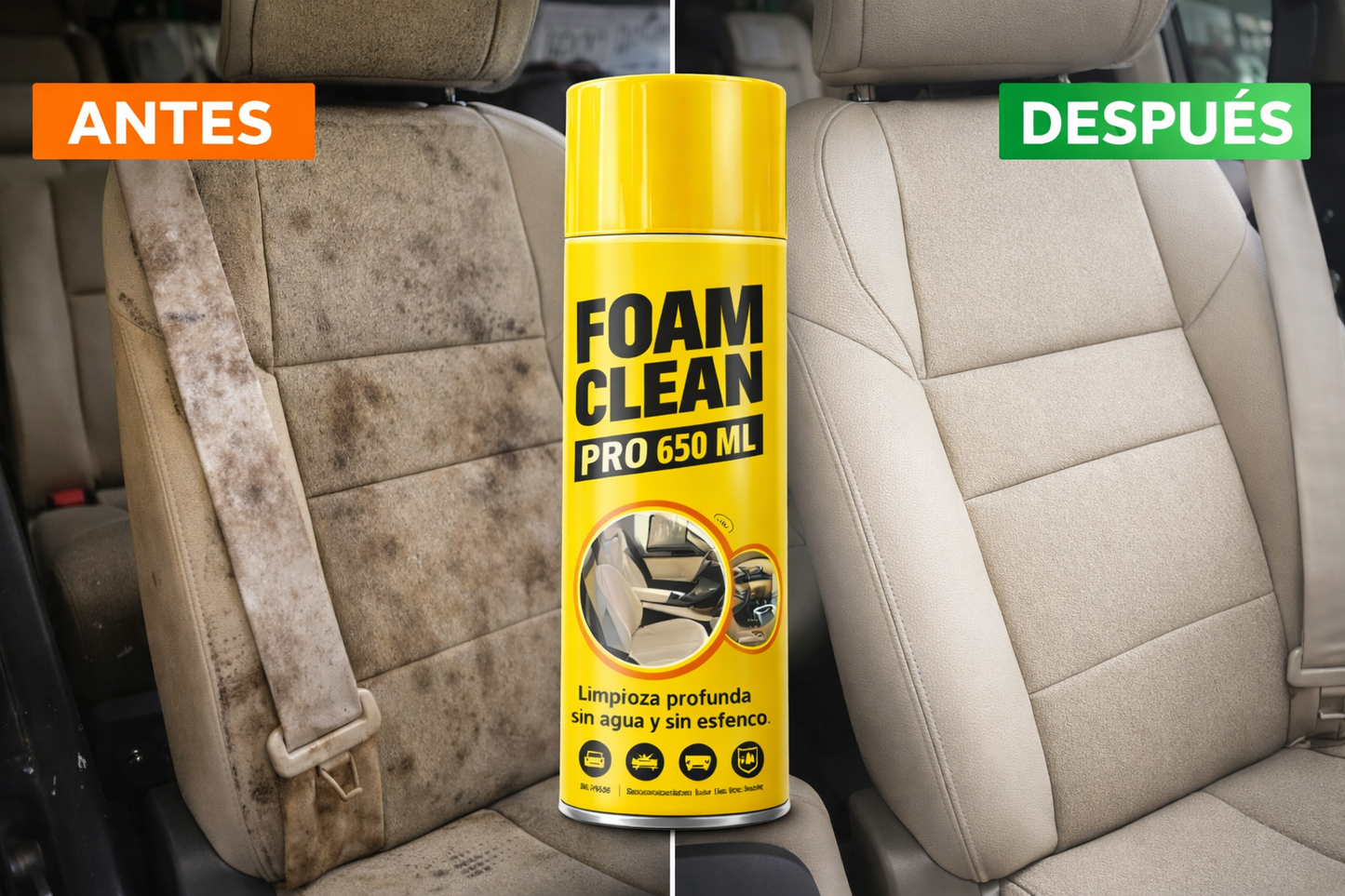 Espuma Limpiadora Foam Clean Multifuncional 650cc - Tu Aliado para un Auto y Hogar Impecable