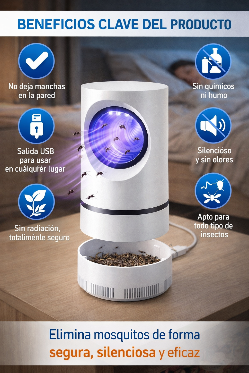 Fly Lamp™ – Lámpara Antimosquitos Familiar - Sin químicos ni olores