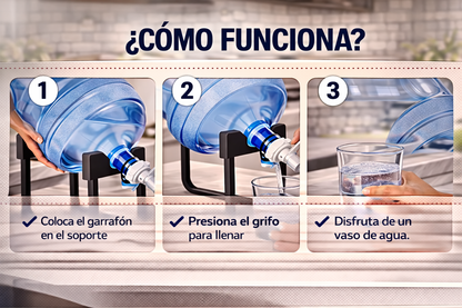 Soporte Rack Para Bidon De Agua Negro - Sirve agua fácil, sin cargar ni derramar