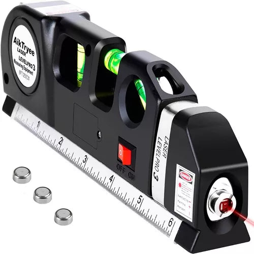 Metro Laser 4 En 1 / 📏 Nivelador Láser + Regla + Cinta Métrica + Burbujas de Nivelación en una sola herramienta.