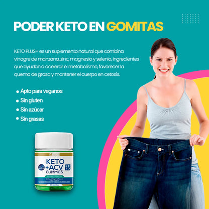 KETO PLUS 60 Gomitas de Vinagre de Manzana – Activa tu Metabolismo y Empieza a Quemar Grasa Hoy