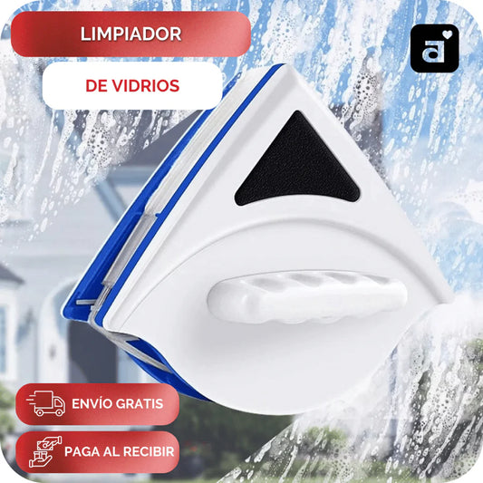 GLASS CLEANER | DOBLE LIMPIADOR DE VIDRIOS CON IMÁN, ESPONJA Y ESCURRIDOR