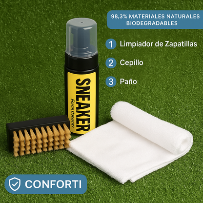 Spray Limpiador de Zapatos y Zapatilla 150 ml + Cepillo de Regalo + Paño de Microfibra de Regalo