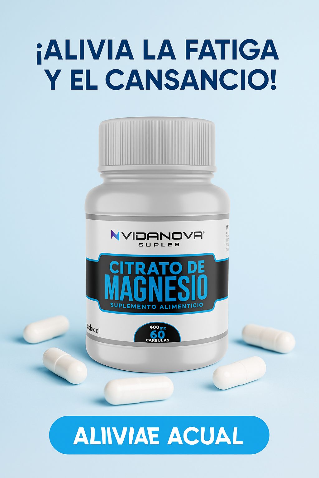 Citrato de Magnesio - Descansa Naturalmente - Caja 60 Cápsulas