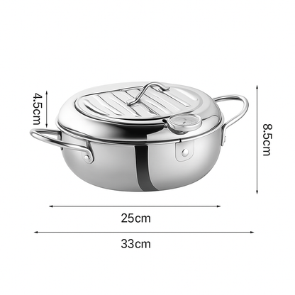 Freidora de Acero Inoxidable Japonesa 20 cms - Ahorra aceite y fríe de manera fácil + Recetario 10 Recetas + Despacho Gratis