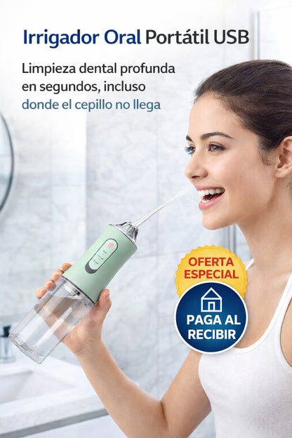 Irrigador Bucal Portátil USB - 3 Modos - 4 Boquillas - Limpieza dental profunda en segundos