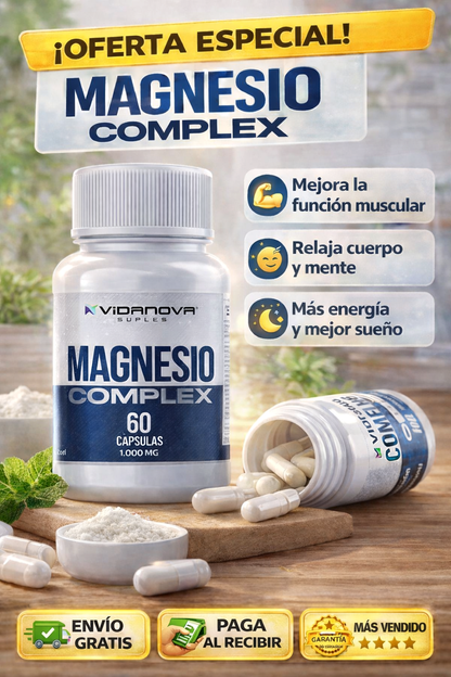 Magnesio Complex 60 Cápsulas - Apoya músculos, sistema nervioso y energía