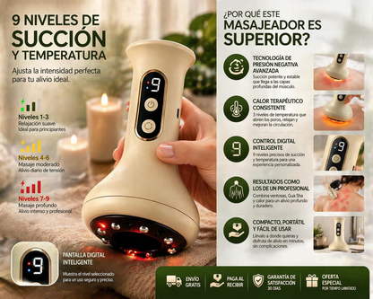 Masajeador con Ventosa De 9 Niveles y 4 Modos en 1 - Elimina Tensión, Dolor y Estrés