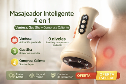 Masajeador con Ventosa De 9 Niveles y 4 Modos en 1 - Elimina Tensión, Dolor y Estrés