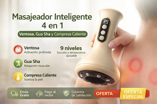 Masajeador con Ventosa De 9 Niveles y 4 Modos en 1 - Elimina Tensión, Dolor y Estrés
