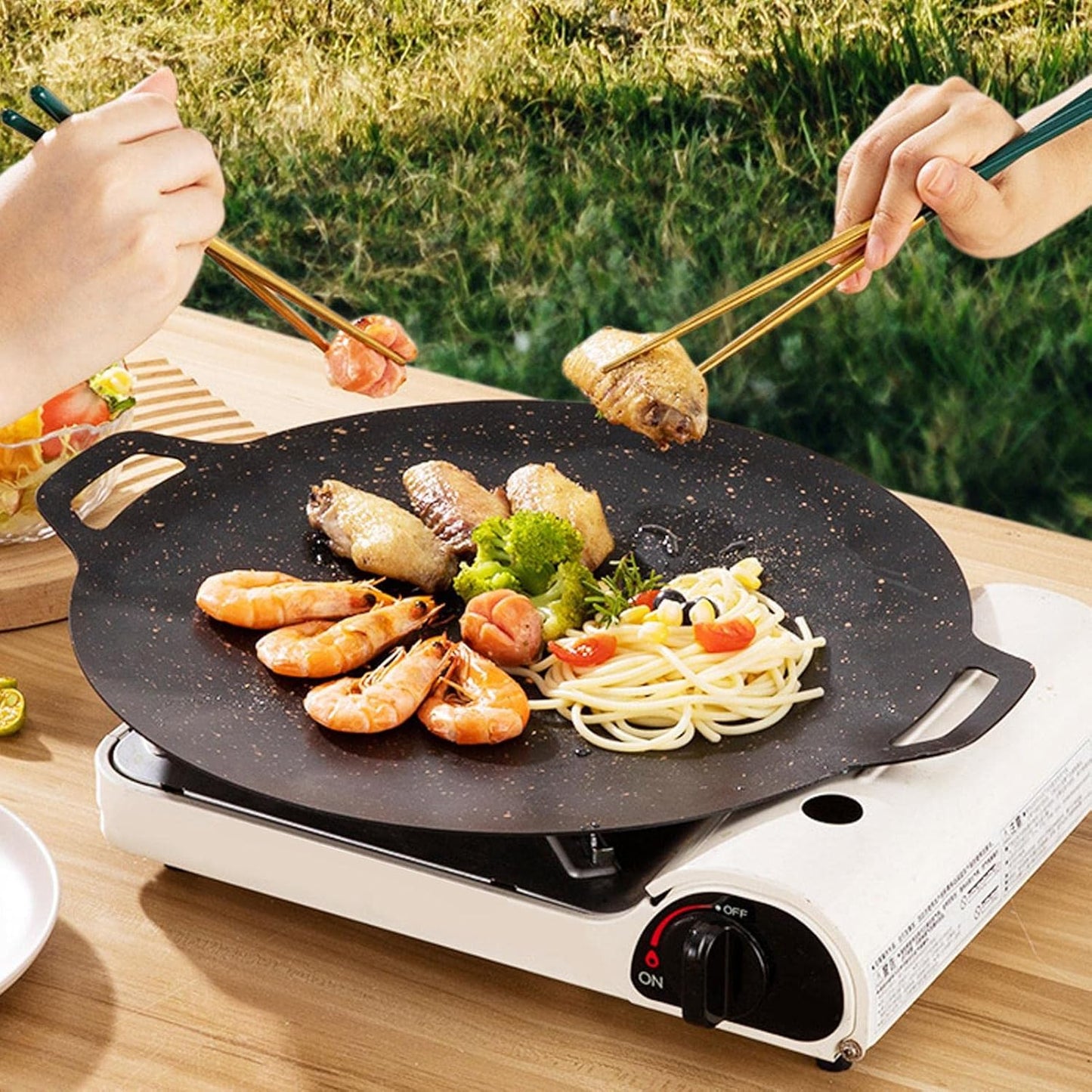 Plancha Coreana FireStone 32 CM – Sellado Perfecto – Antiadherente de Piedra