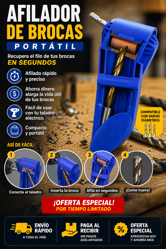 Afilador de Brocas Portatil - Devuelve el filo a tus brocas en segundos.