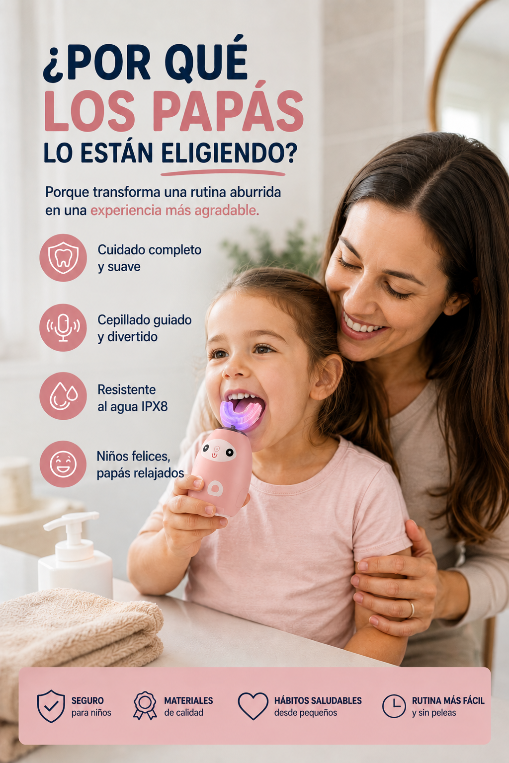 Cepillo de Dientes Eléctrico Infantil en U - Cepillado Fácil y Divertido
