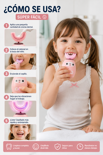 Cepillo de Dientes Eléctrico Infantil en U - Cepillado Fácil y Divertido