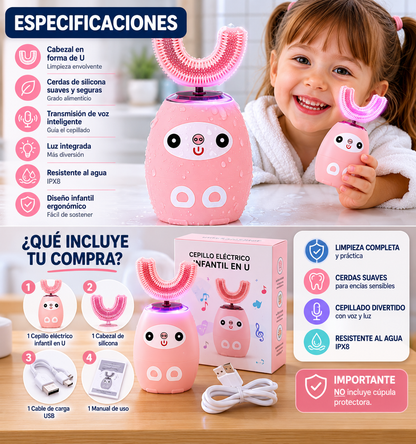 Cepillo de Dientes Eléctrico Infantil en U - Cepillado Fácil y Divertido