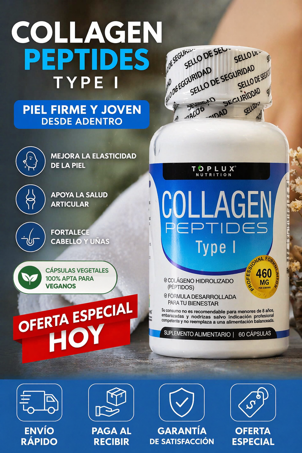 Collagen Peptides Type I – Fórmula Avanzada en Cápsulas - Apoya la salud articular